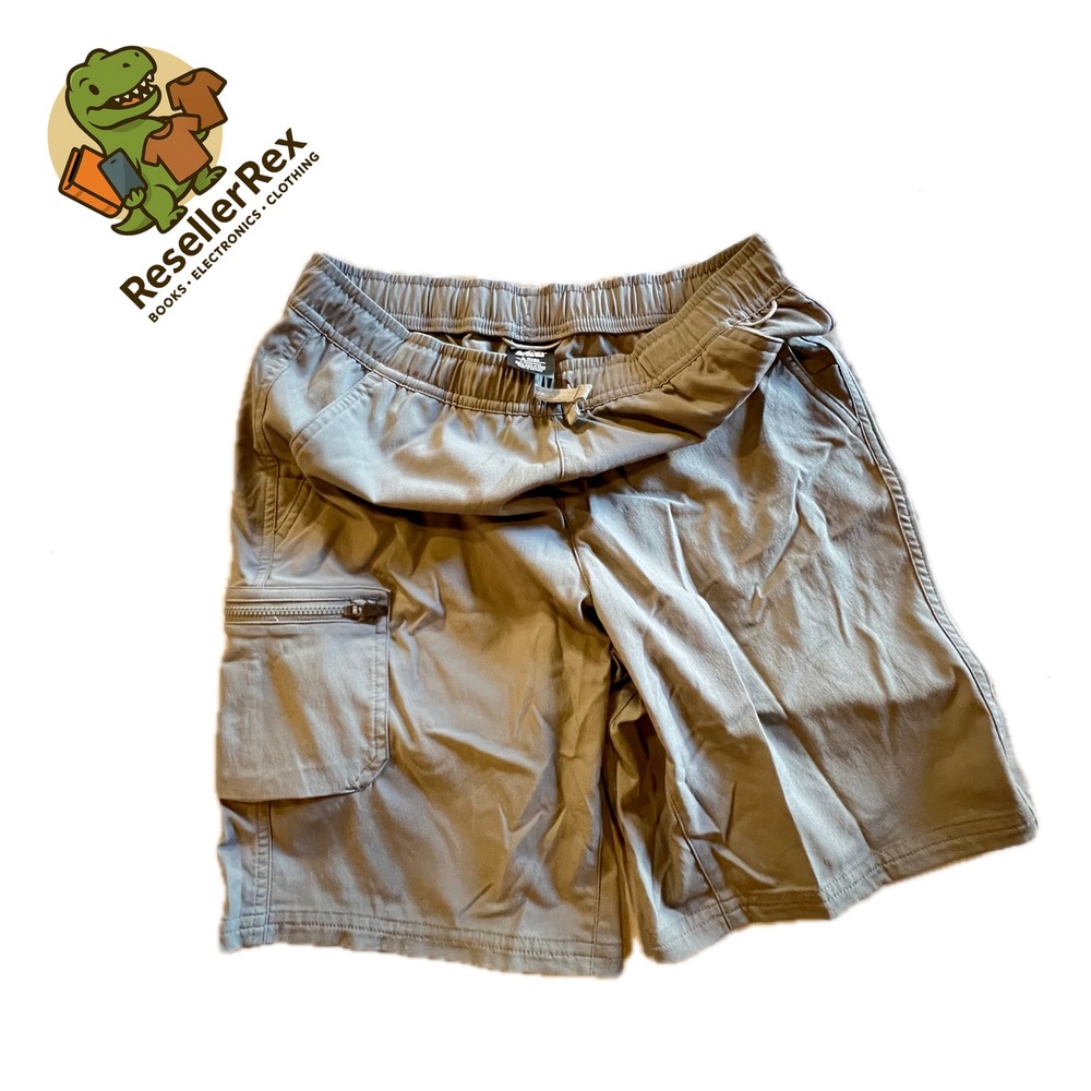 REI Co Op Kids Cargo Shorts Size Large Elastic Waist Zip‎ Pocket Tan Outdoor